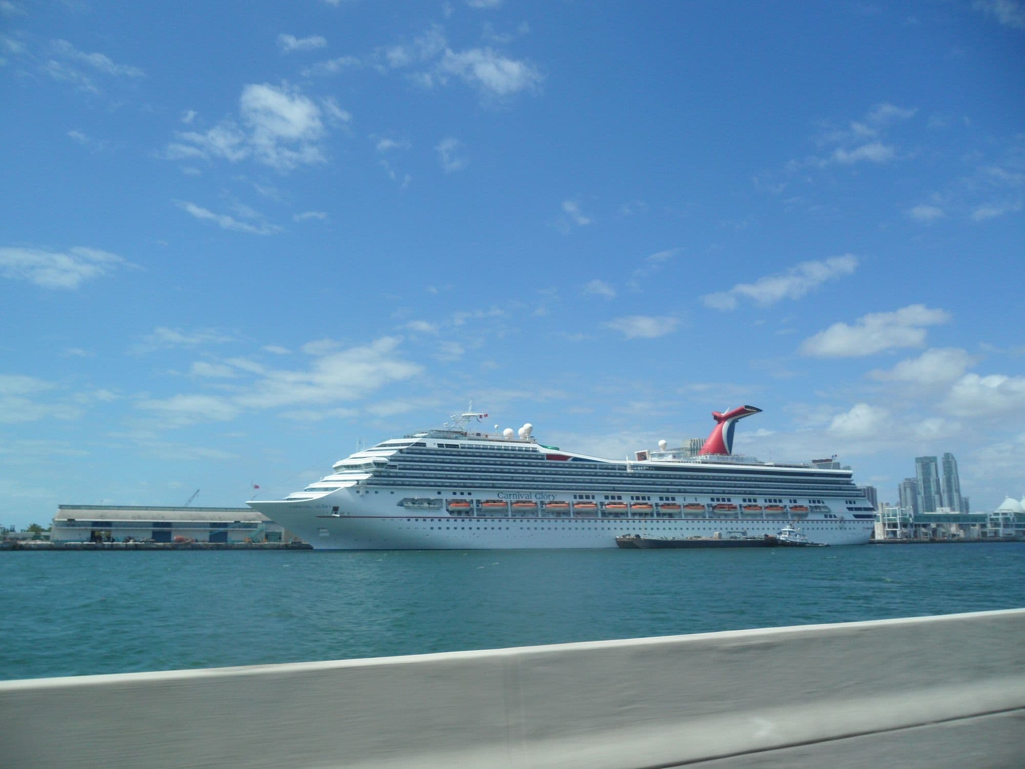 A cruise ship berthed at PortMiami