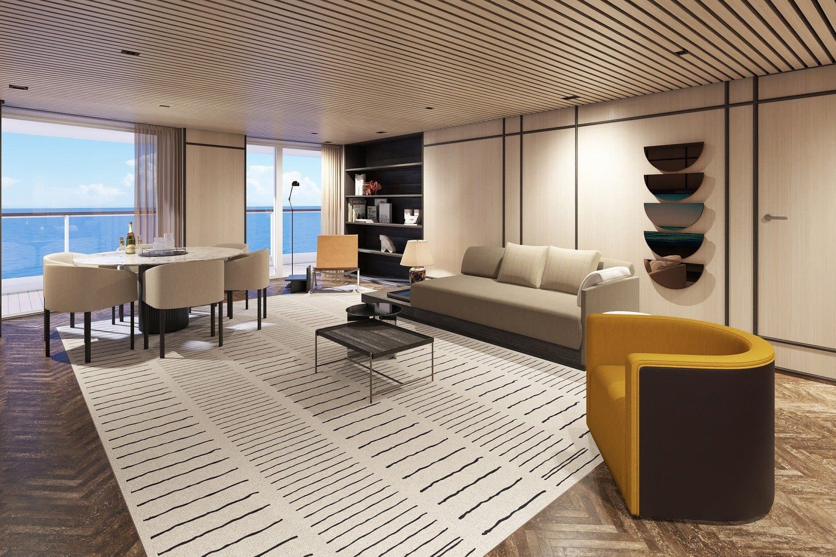 Norwegian Prima - The Haven Deluxe Owner's Suite with Large Balcony - H2 - Living Room - Rendering